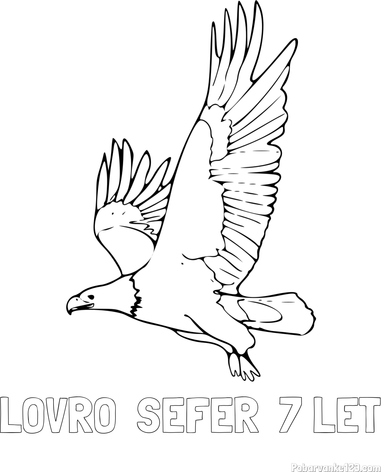 Pobarvanka imena LOVRO  ŠEFER  7 LET in pobarvanka orla v letu