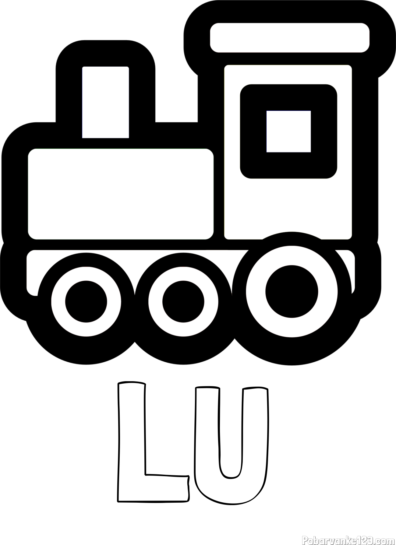 Pobarvanka imena LU in otroška pobarvanka lokomotive