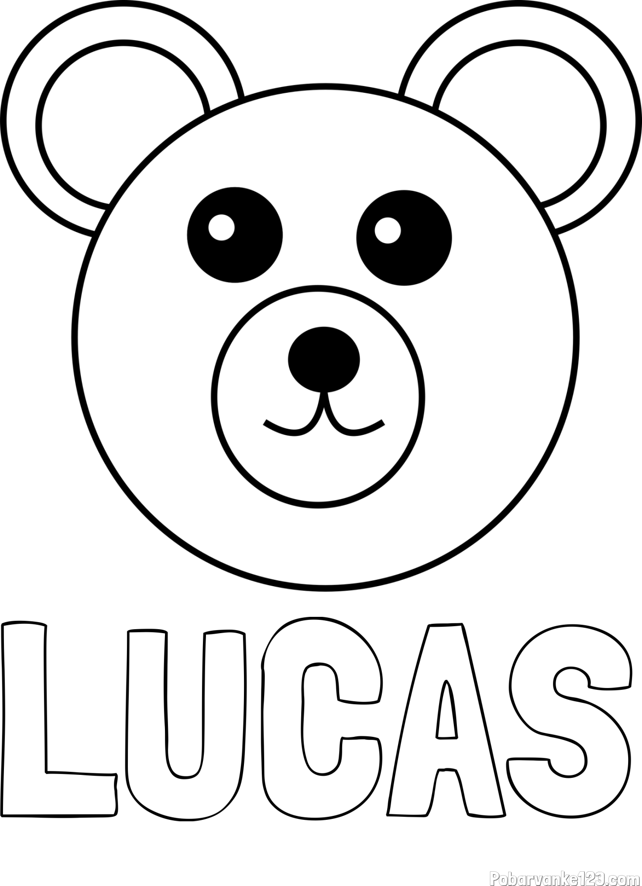 Pobarvanka imena LUCAS in preprosta pobarvanka medvedka