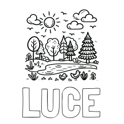 Online izdelana pobarvanka - Pobarvanka imena LUČE in preprosta otroška pobarvanka narave