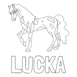 Online izdelana pobarvanka - Pobarvanka imena LUCKA in pobarvanka lisastega konja