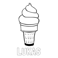 Online izdelana pobarvanka - Pobarvanka imena LUKAS in pobarvanka sladoled