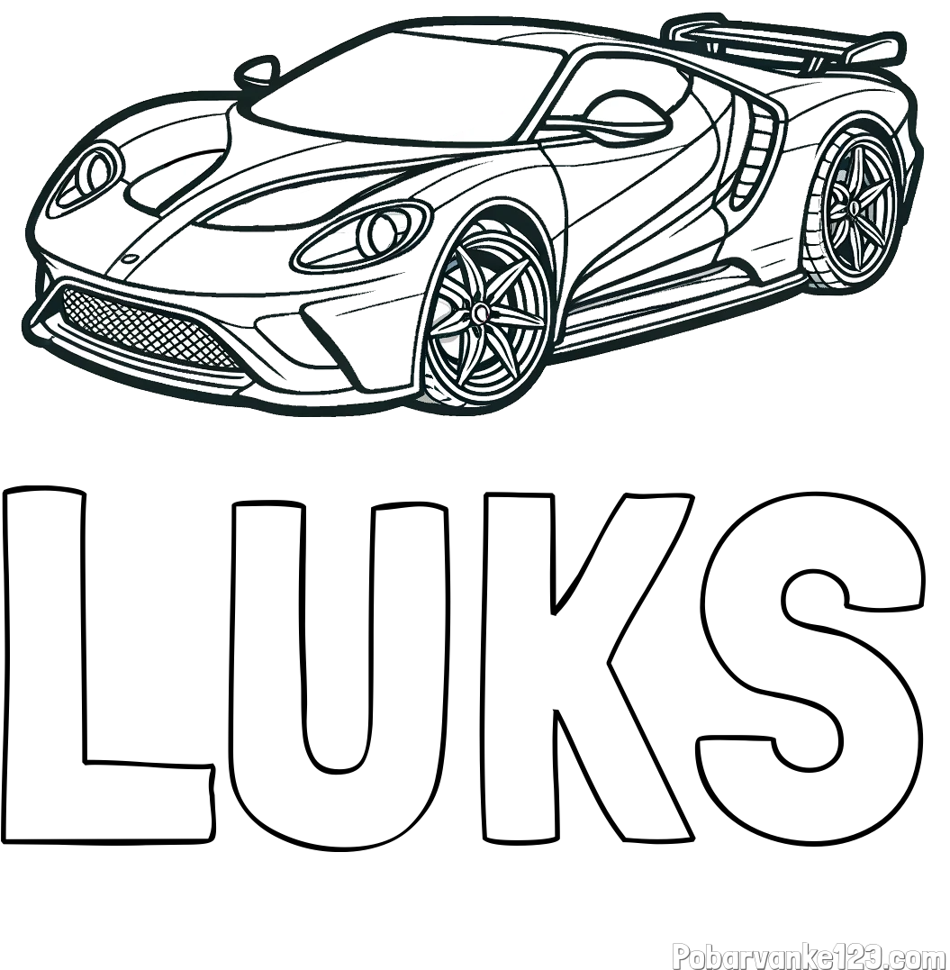 Pobarvanka imena LUKS in Športni avtomobil