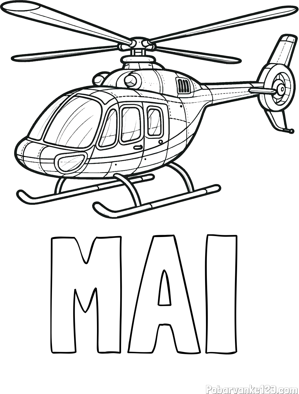 Pobarvanka imena MAI in pobarvanka sodobnega helikopterja