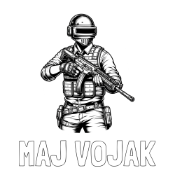 Online izdelana pobarvanka - Pobarvanka imena MAJ VOJAK in pobarvanka PUBG osrednjega lika v bojnem položaju