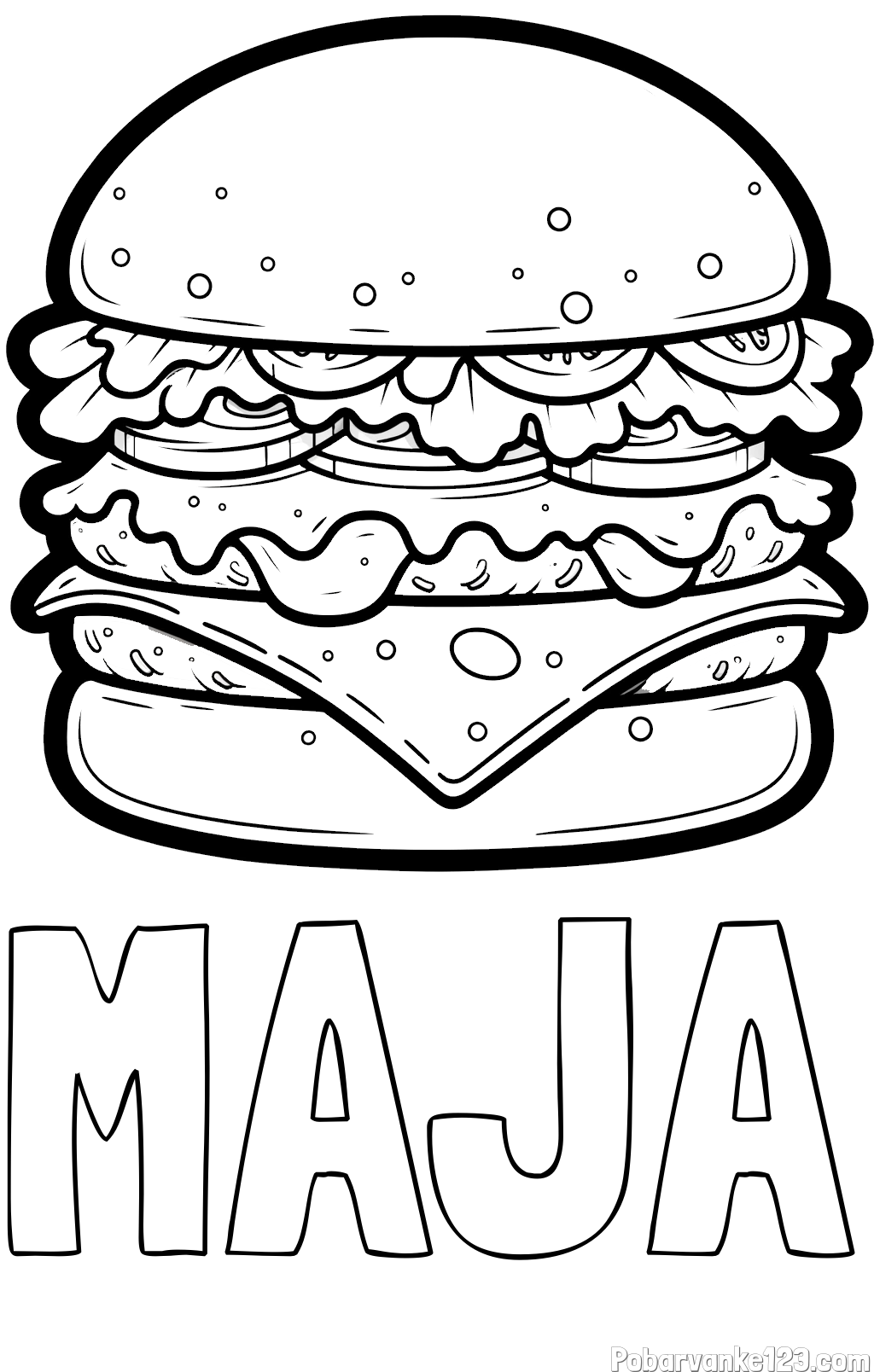Pobarvanka imena MAJA in pobarvanka hamburger