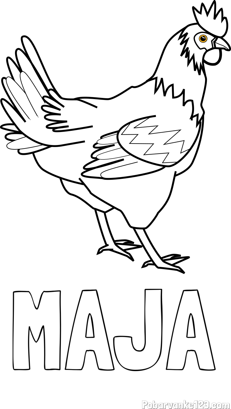 Pobarvanka imena MAJA in pobarvanka kokoške