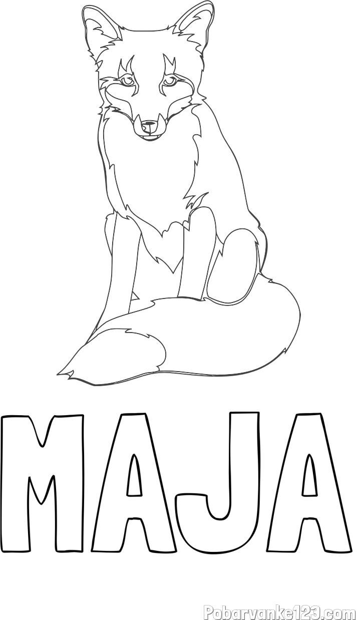Pobarvanka imena MAJA in pobarvanka lisice