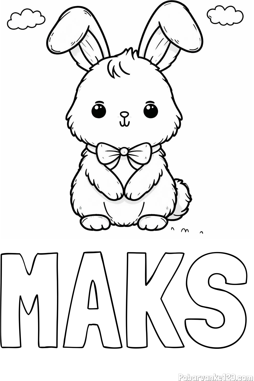 Pobarvanka imena MAKS in pobarvanka prikupnega zajčka