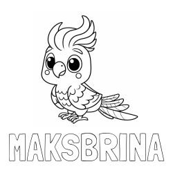 Online izdelana pobarvanka - Pobarvanka imena MAKSBRINA in pobarvanka ljubke papige