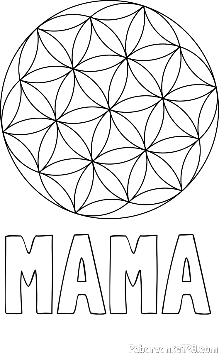 Pobarvanka imena MAMA in mandale 2