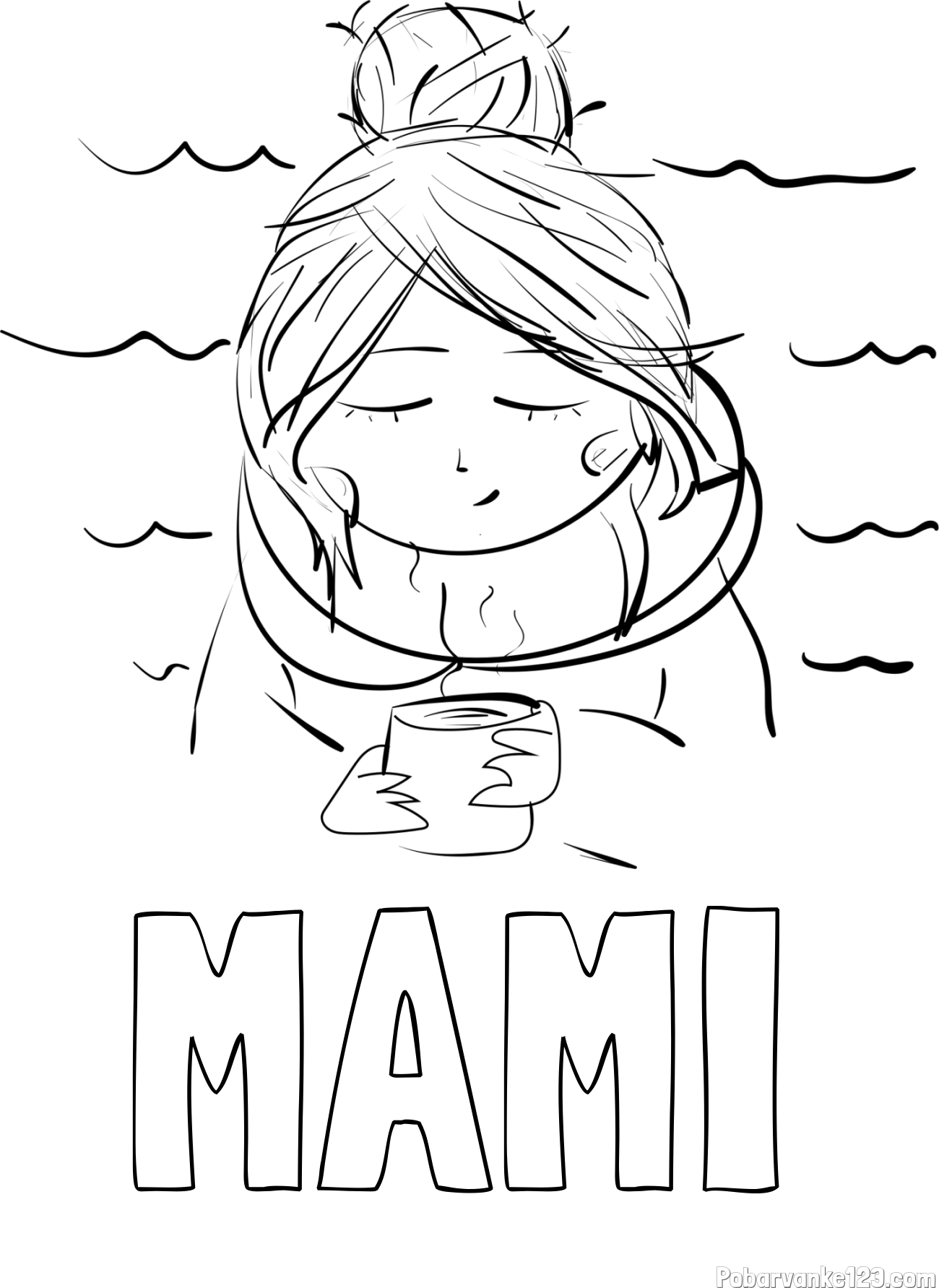 Pobarvanka imena MAMI in pobarvanka prikupne punčke