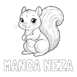 Online izdelana pobarvanka - Pobarvanka imena MANCA NEŽA in pobarvanka zelo ljubke in nasmejane veverice
