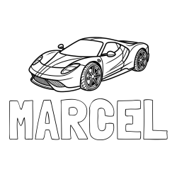 Online izdelana pobarvanka - Pobarvanka imena MARCEL in pobarvanka dirkalnega avtomobila