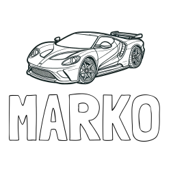 Online izdelana pobarvanka - Pobarvanka imena MARKO in Športni avtomobil