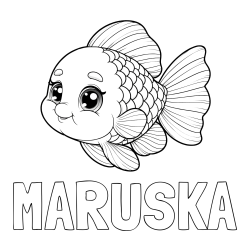 Online izdelana pobarvanka - Pobarvanka imena MARUŠKA in ljubka pobarvanka starejše ribe