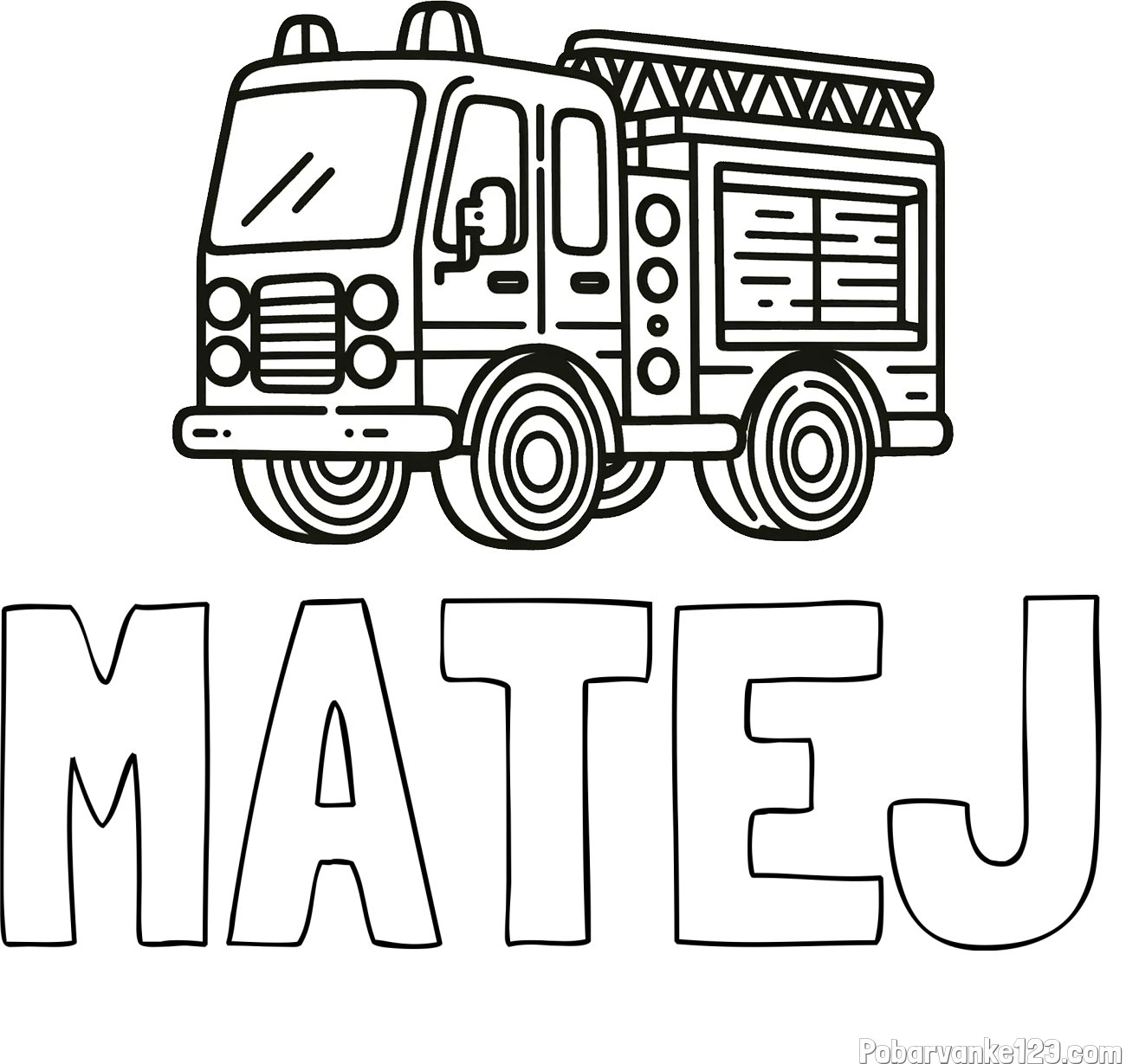 Pobarvanka imena MATEJ in pobarvanka gasilskega avtomobila