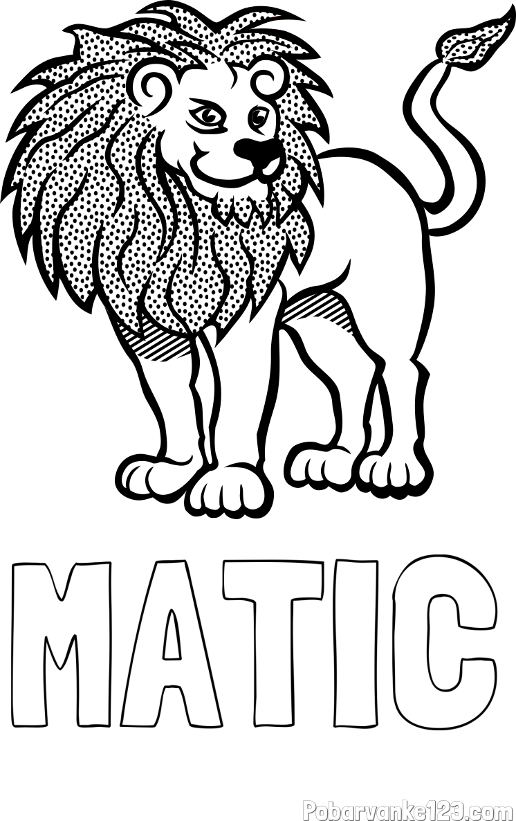 Pobarvanka imena MATIC in pobarvanka nasmejanega leva