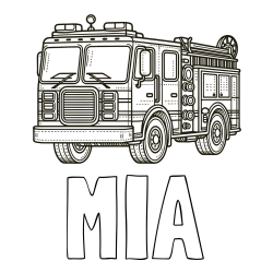 Online izdelana pobarvanka - Pobarvanka imena MIA in pobarvanka gasilskega avta