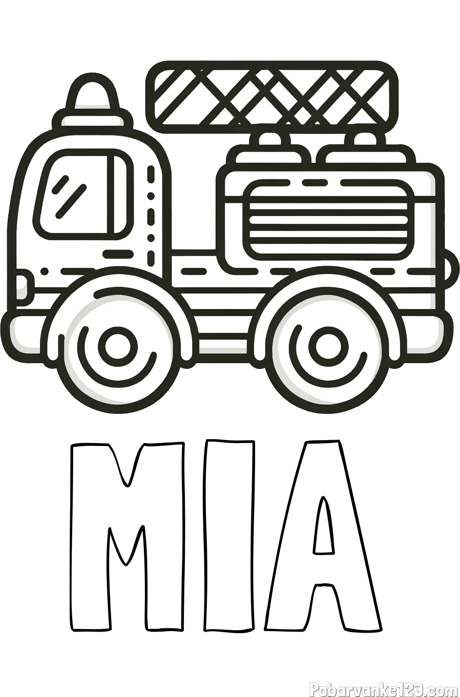 Pobarvanka imena MIA in pobarvanka gasilski avto