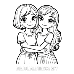 Online izdelana pobarvanka - Pobarvanka imena MIAJULIALOTIMASA BFF in pobarvanka ljubkih prijateljic