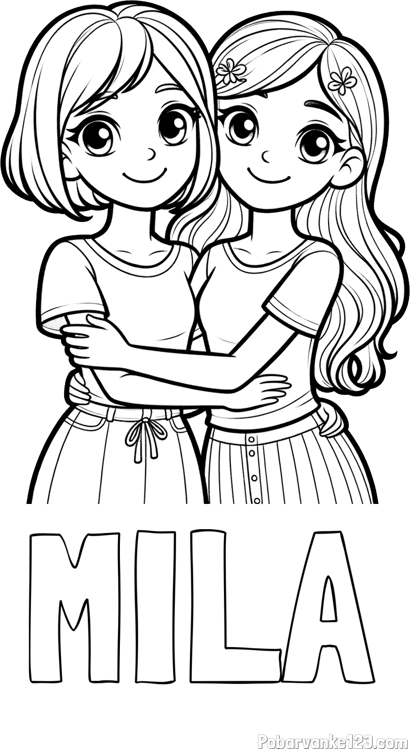Pobarvanka imena MILA in pobarvanka ljubkih prijateljic