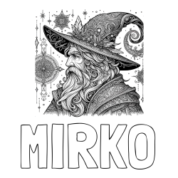 Online izdelana pobarvanka - Pobarvanka imena MIRKO in Čudovita pobarvanka čarovnika