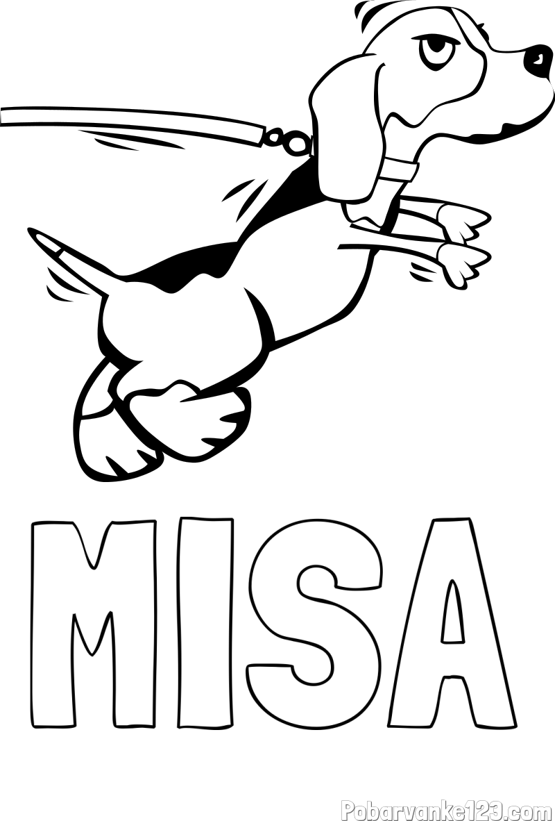 Pobarvanka imena MIŠA in pobarvanka kužka na sprehodu