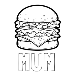 Online izdelana pobarvanka - Pobarvanka imena MUM in pobarvanka hamburger