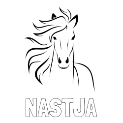 Pobarvanka imena NASTJA in lepa pobarvanka konja