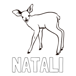 Online izdelana pobarvanka - Pobarvanka imena NATALI in pobarvanka mladega jelenčka
