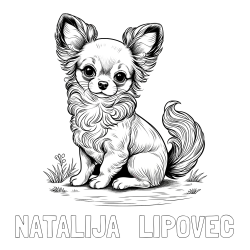 Online izdelana pobarvanka - Pobarvanka imena NATALIJA   LIPOVEC in pobarvanka ljubke čivave