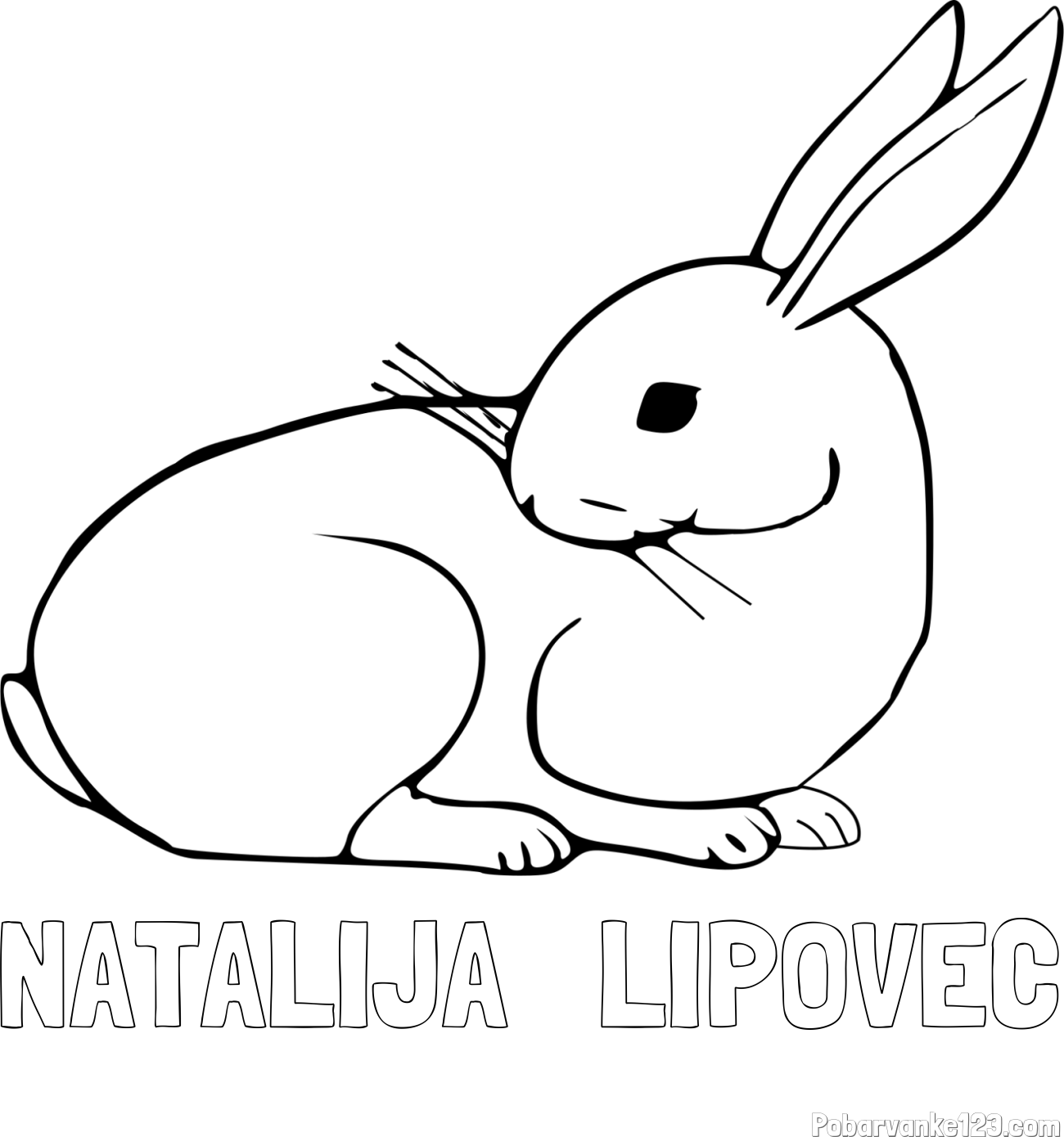Pobarvanka imena NATALIJA   LIPOVEC in pobarvanka zajčka, ki je nekaj opazil