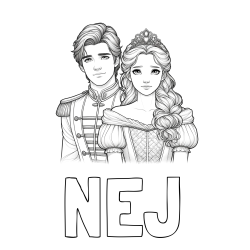 Online izdelana pobarvanka - Pobarvanka imena NEJ in pobarvanka princa in princeske