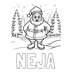 Online izdelana pobarvanka - Pobarvanka imena NEJA in pobarvanka Božička v gozdu