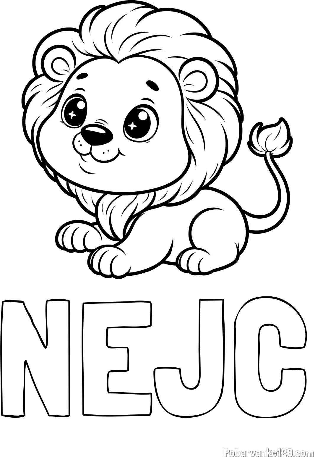 Pobarvanka imena NEJC in pobarvanka igrivega levčka