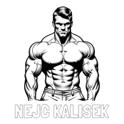 Online izdelana pobarvanka - Pobarvanka imena NEJC KALIŠEK in pobarvanka bodybuilder-ja