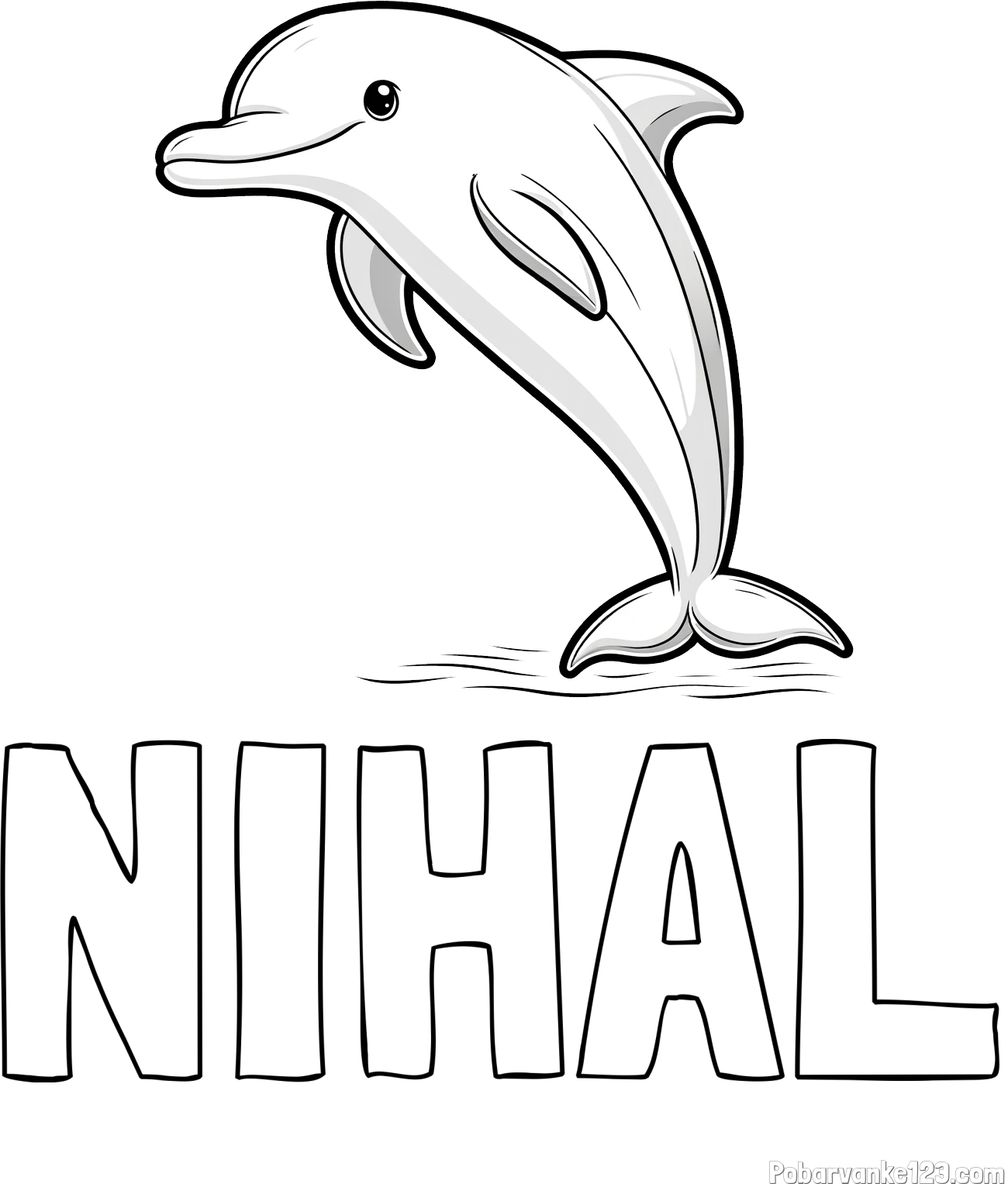 Pobarvanka imena NIHAL in pobarvanka delfina
