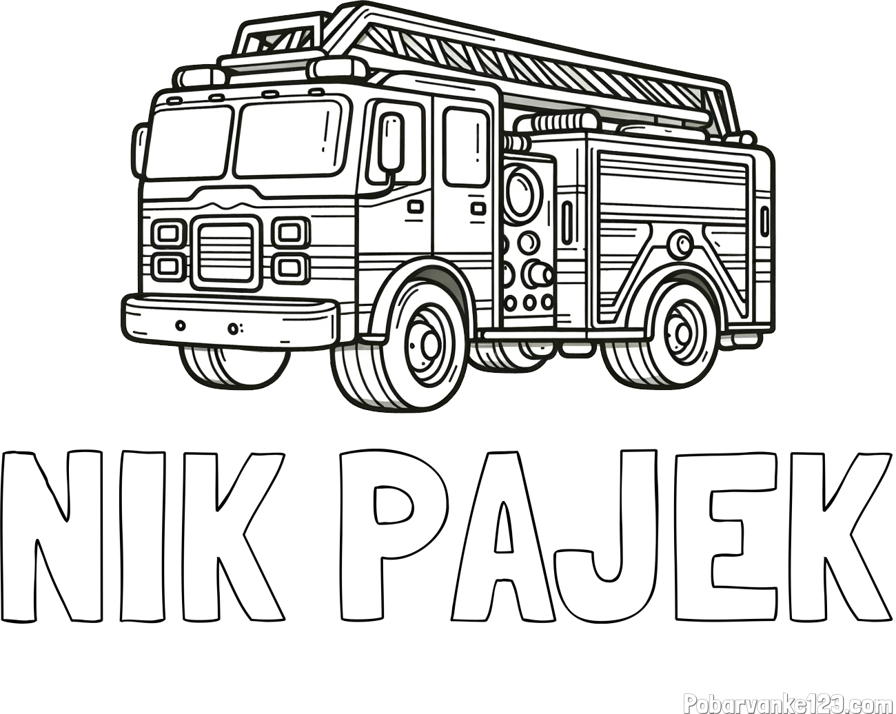 Pobarvanka imena NIK PAJEK in pobarvanka gasilskega avta z veliko podrobnostmi