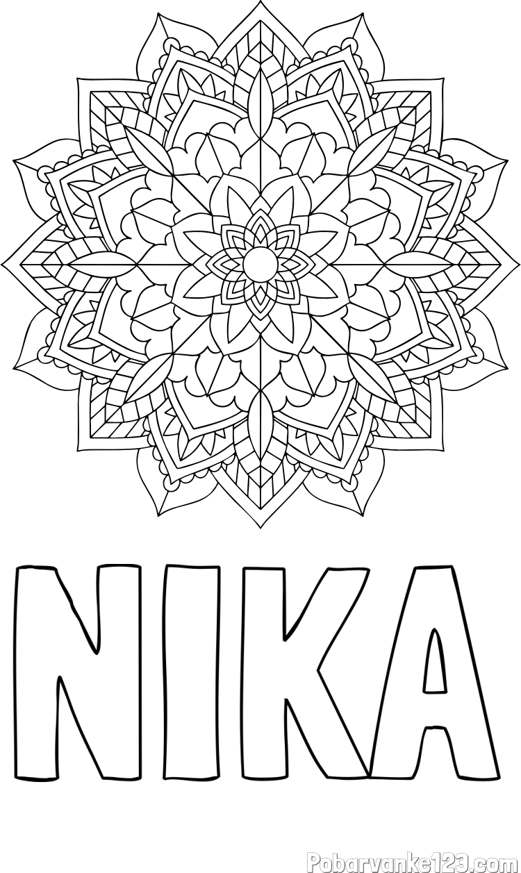 Pobarvanka imena NIKA in Čudovita pobarvanka mendale