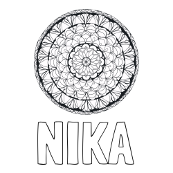 Online izdelana pobarvanka - Pobarvanka imena NIKA in mandale 4