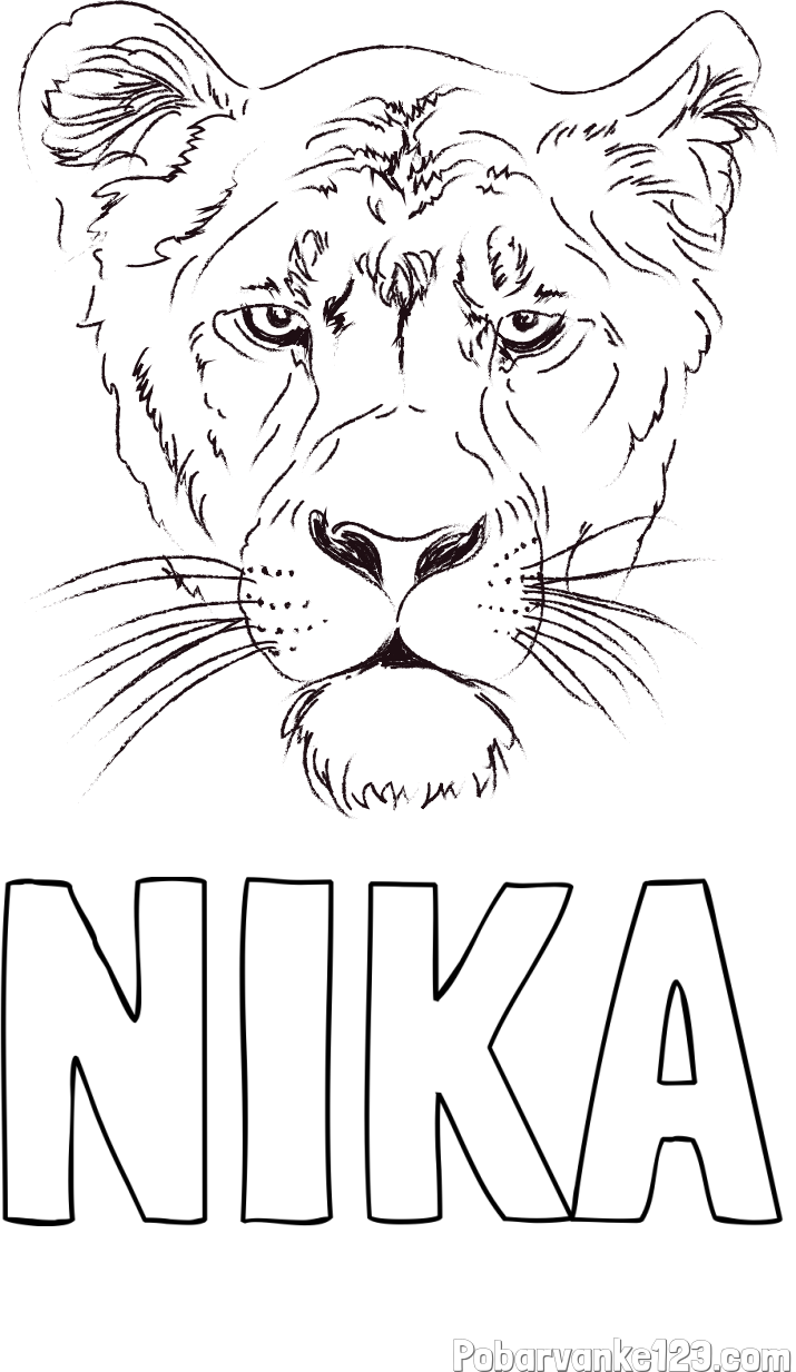 Pobarvanka imena NIKA in pobarvanka levinje