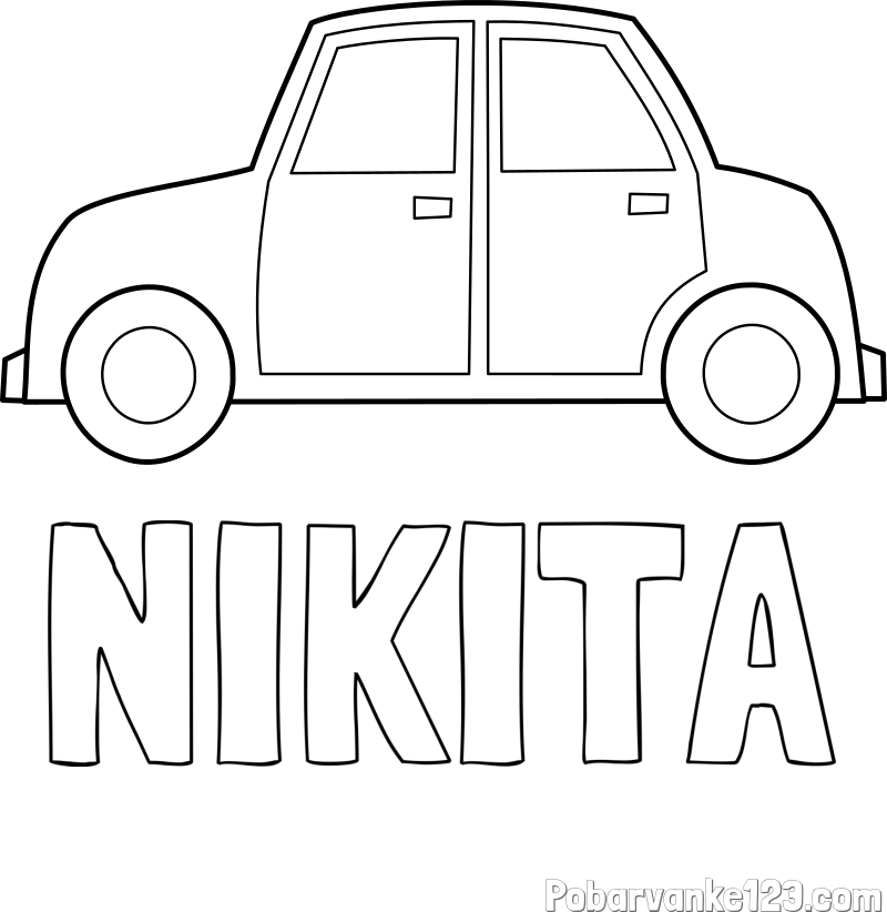Pobarvanka imena NIKITA in pobarvanka avta