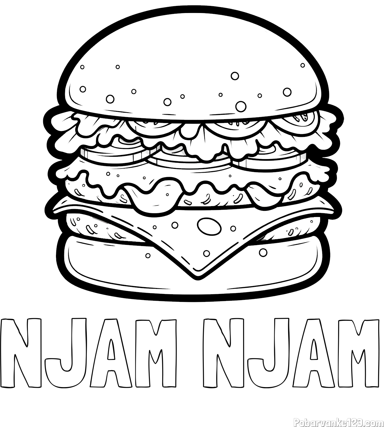 Pobarvanka imena NJAM NJAM in pobarvanka hamburger