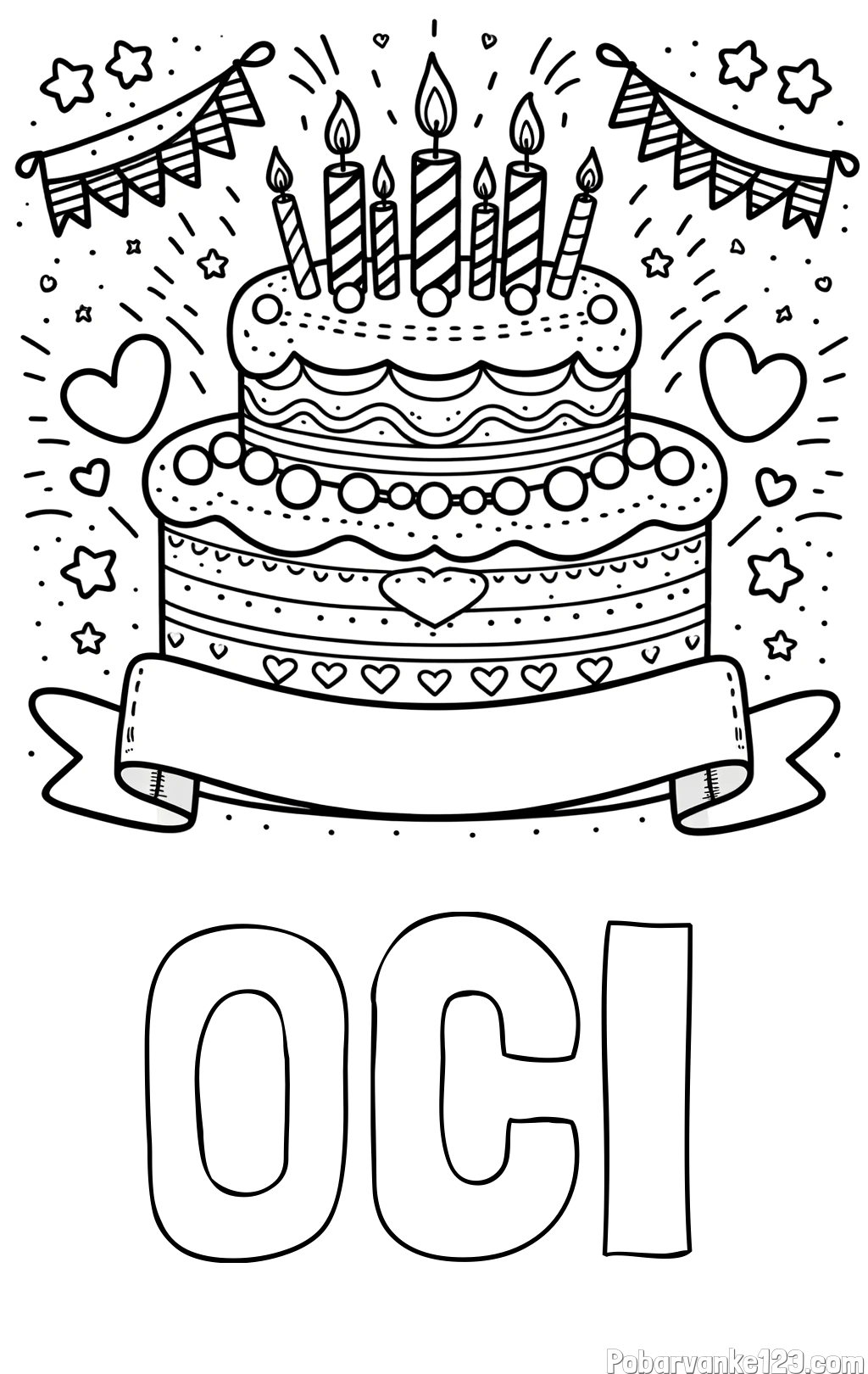 Pobarvanka imena OČI in pobarvanka velike torte za rojstni dan