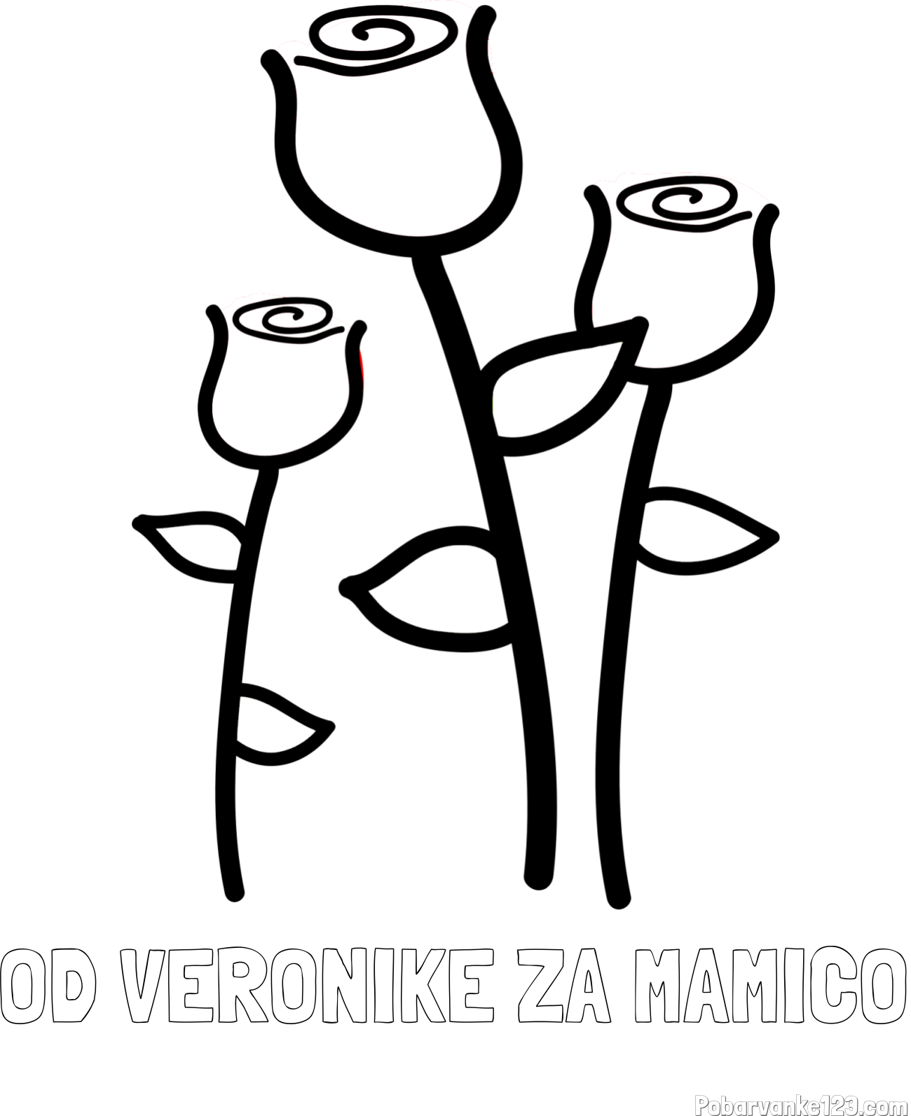 Pobarvanka imena OD VERONIKE ZA MAMICO in pobarvanka treh vrtnic