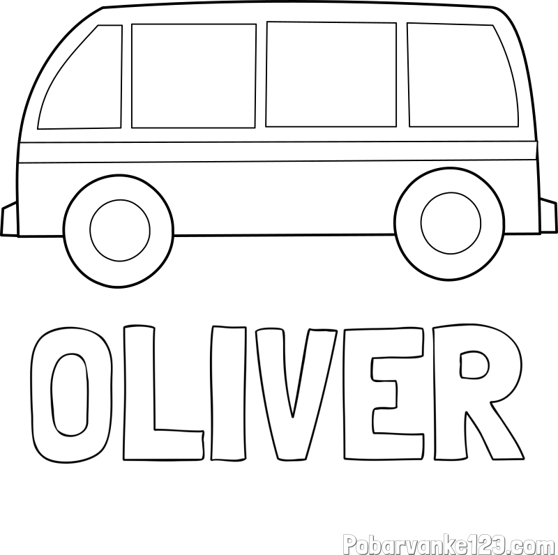 Pobarvanka imena OLIVER in avtobus