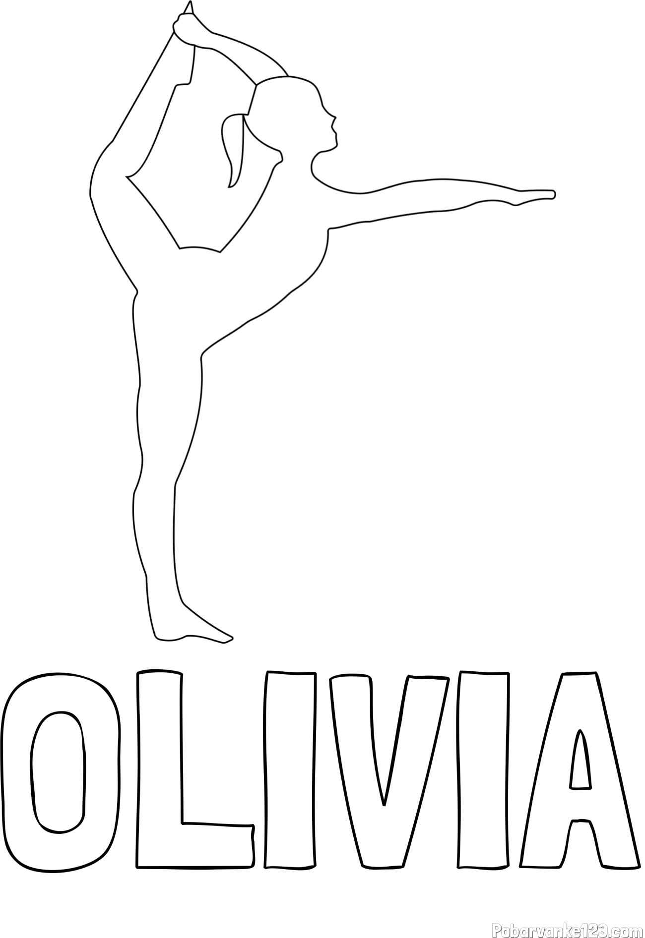 Pobarvanka imena OLIVIA in pobarvanka baletke med ogrevanjem