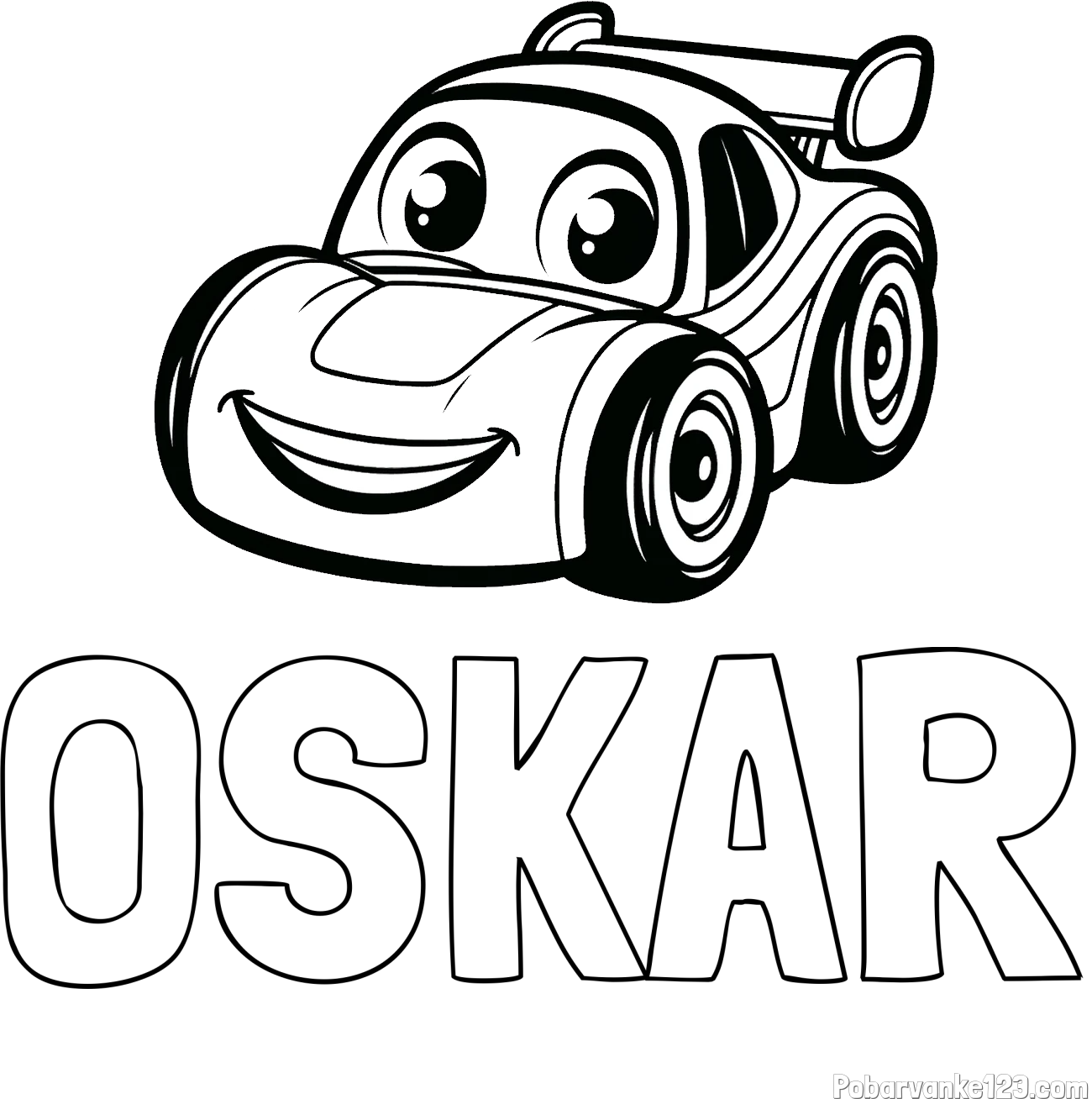 Pobarvanka imena OSKAR in pobarvanka otroškega avtomobila