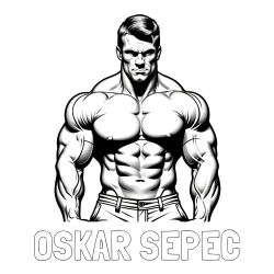 Online izdelana pobarvanka - Pobarvanka imena OSKAR ŠEPEC in pobarvanka bodybuilder-ja